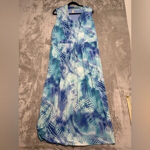 Chico’s Tie Dye Maxi Dress Women’s 16/18 3 Sleeveless Blue Beachy